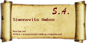 Simonovits Ambos névjegykártya
